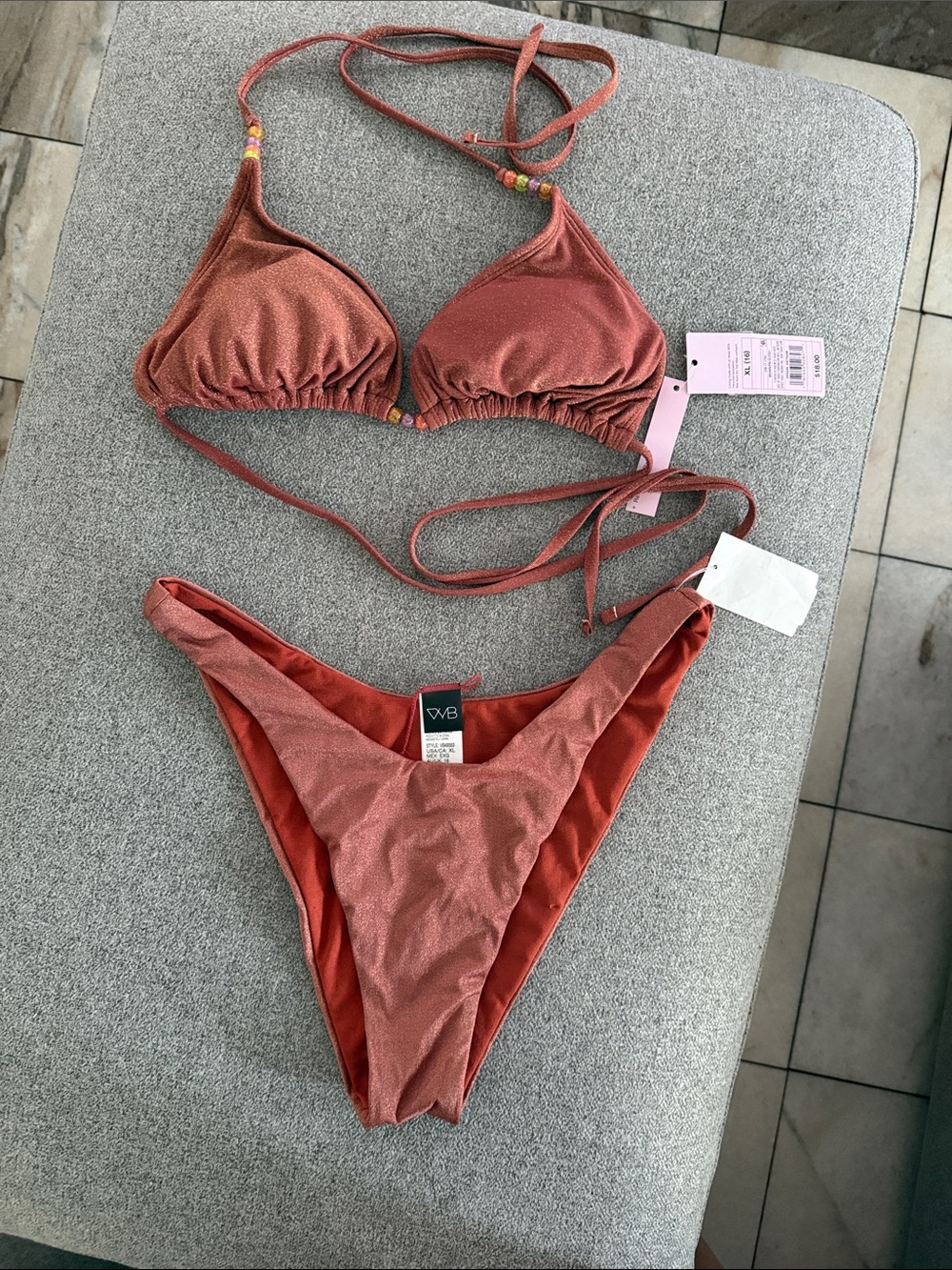 wild fable Rusty Rose Shimmer Triangle Bikini